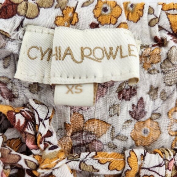 Cynthia Rowley Womens Size XS Floral Ruffle Tassle Boho Tiered Mini Dress - Picture 2 of 8